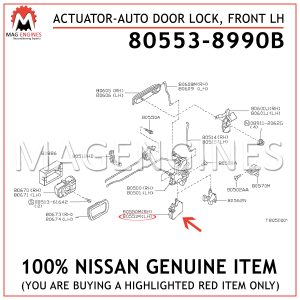 80553-8990B NISSAN GENUINE ACTUATOR-AUTO DOOR LOCK, FRONT LH 805538990B