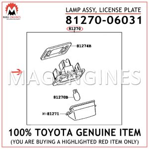 LICENSE PLATE 81270-60280 8127060280 Genuine Toyota LAMP ASSY 