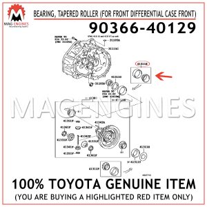 90366-40129 TOYOTA GENUINE BEARING, TAPERED ROLLER (FOR FRONT DIFFERENTIAL CASE FRONT) 9036640129