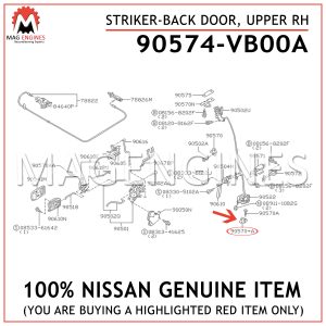 90574-VB00A NISSAN GENUINE STRIKER-BACK DOOR, UPPER RH 90574VB00A
