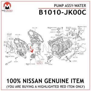 B1010-JK00C NISSAN GENUINE PUMP ASSY-WATER B1010JK00C
