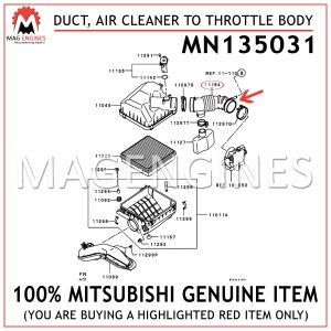 MN135031 MITSUBISHI GENUINE DUCT, AIR CLEANER TO THROTTLE BODY