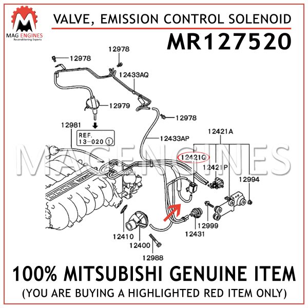 MR127520 MITSUBISHI GENUINE VALVE, EMISSION CONTROL SOLENOID