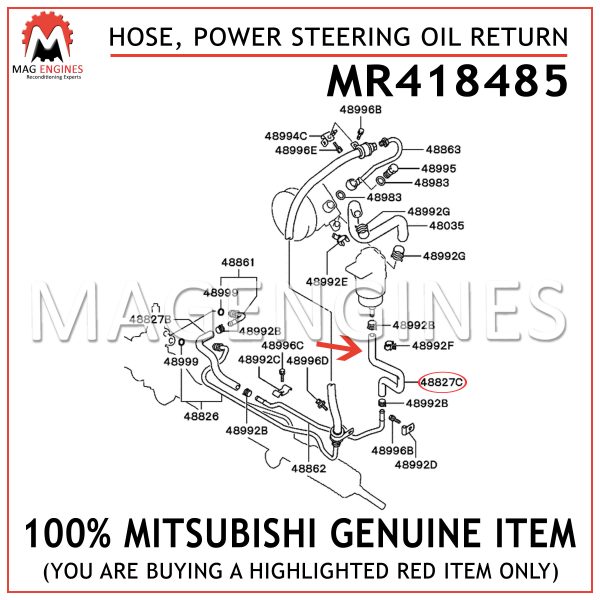 MR418485 MITSUBISHI GENUINE HOSE, POWER STEERING OIL RETURN