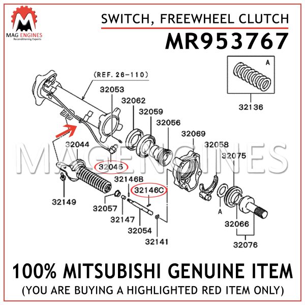 MR953767 MITSUBISHI GENUINE SWITCH, FREEWHEEL CLUTCH