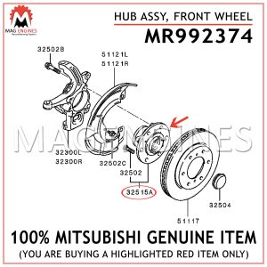 MR992374 MITSUBISHI GENUINE HUB ASSY, FRONT WHEEL