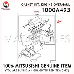 1000A493 MITSUBISHI GENUINE GASKET KIT, ENGINE OVERHAUL
