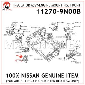 11270-9N00B NISSAN GENUINE INSULATOR ASSY-ENGINE MOUNTING, FRONT 112709N00B