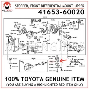 41653-60020 TOYOTA GENUINE STOPPER, FRONT DIFFERENTIAL MOUNT, UPPER 4165360020