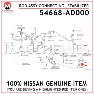 54668-AD000 NISSAN GENUINE ROD ASSY-CONNECTING, STABILIZER 54668AD000