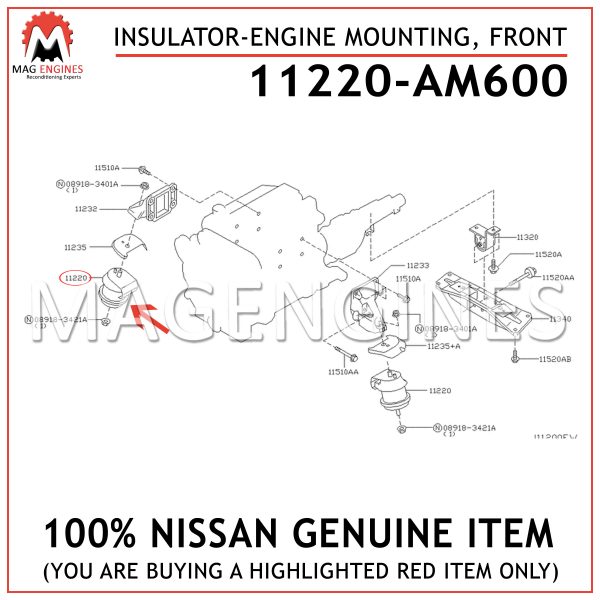 11220-AM600 NISSAN GENUINE INSULATOR-ENGINE MOUNTING, FRONT 11220AM600