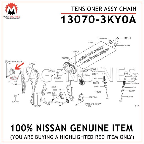 13070-3KY0A NISSAN GENUINE TENSIONER ASSY CHAIN 130703KY0A