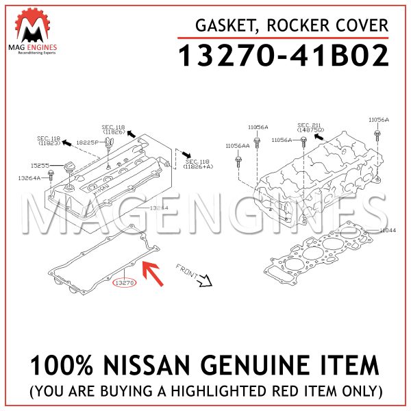 13270-41B02 NISSAN GENUINE GASKET, ROCKER COVER 1327041B02