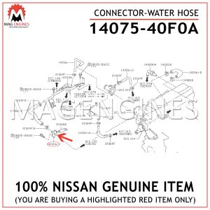 14075-40F0A NISSAN GENUINE CONNECTOR-WATER HOSE 1407540F0A