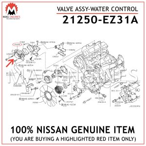 21250-EZ31A NISSAN GENUINE VALVE ASSY-WATER CONTROL 21250EZ31A