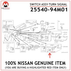 25540-94M01 NISSAN GENUINE SWITCH ASSY-TURN SIGNAL 2554094M01