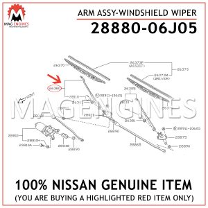 28880-06J05 NISSAN GENUINE ARM ASSY-WINDSHIELD WIPER 2888006J05