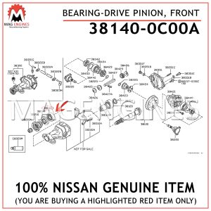 38140-0C00A NISSAN GENUINE BEARING-DRIVE PINION, FRONT 381400C00A