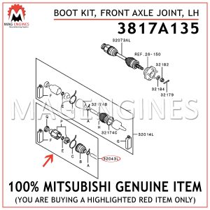 3817A135 MITSUBISHI GENUINE BOOT KIT, FRONT AXLE JOINT, LH