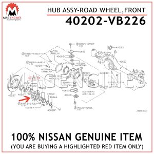 40202-VB226 NISSAN GENUINE HUB ASSY-ROAD WHEEL,FRONT 40202VB226
