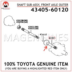 43405-60120 TOYOTA GENUINE SHAFT SUB-ASSY, FRONT AXLE OUTER 4340560120