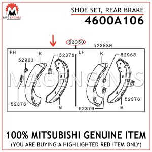 4600A106 MITSUBISHI GENUINE SHOE SET, REAR BRAKE