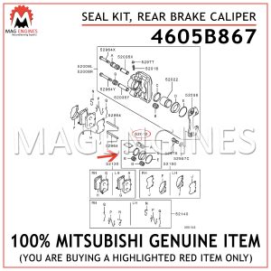 4605B867 MITSUBISHI GENUINE SEAL KIT, REAR BRAKE CALIPER