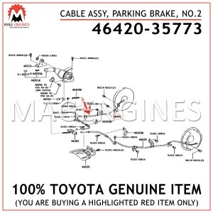 46420-35773 TOYOTA GENUINE CABLE ASSY, PARKING BRAKE, NO.2 4642035773