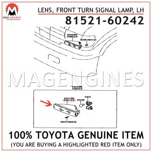 81521-60242 TOYOTA GENUINE LENS, FRONT TURN SIGNAL LAMP, LH 8152160242