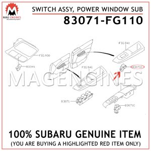 83071-FG110 SUBARU GENUINE SWITCH ASSY, POWER WINDOW SUB 83071FG110