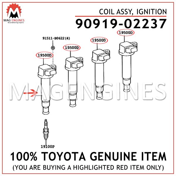 90919-02237 TOYOTA GENUINE COIL ASSY, IGNITION 9091902237