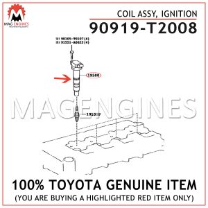 90919-T2008 TOYOTA GENUINE COIL ASSY, IGNITION 90919T2008