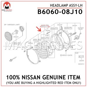 B6060-08J10 NISSAN GENUINE HEADLAMP ASSY-LH B606008J10
