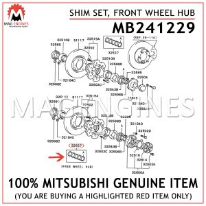 MB241229 MITSUBISHI GENUINE SHIM SET, FRONT WHEEL HUB
