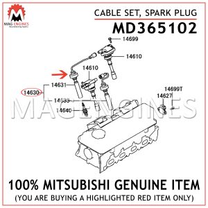 MD365102 MITSUBISHI GENUINE CABLE SET, SPARK PLUG