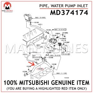 MD374174 MITSUBISHI GENUINE PIPE, WATER PUMP INLET