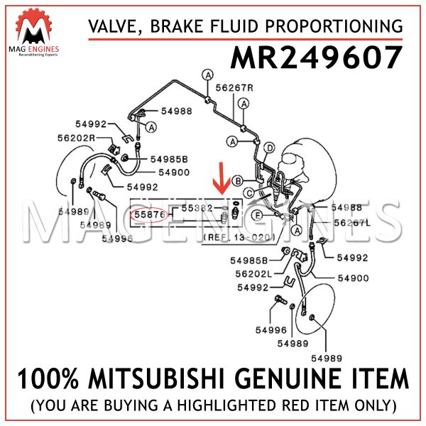 MR249607 MITSUBISHI GENUINE VALVE, BRAKE FLUID PROPORTIONING
