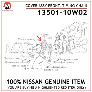 13501-10W02 NISSAN GENUINE COVER ASSY-FRONT, TIMING CHAIN 1350110W02