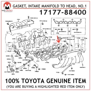 17177-88400 TOYOTA GENUINE GASKET, INTAKE MANIFOLD TO HEAD, NO.1 1717788400