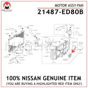 21487-ED80B NISSAN GENUINE MOTOR ASSY-FAN 21487ED80B