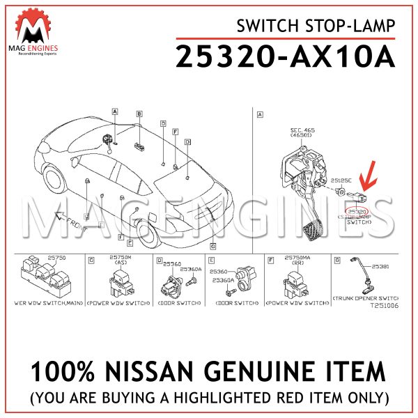 25320-AX10A NISSAN GENUINE SWITCH STOP-LAMP 25320AX10A