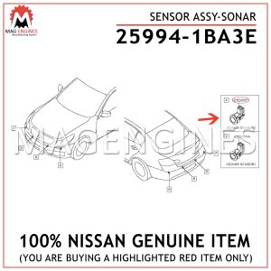 25994-1BA3E NISSAN GENUINE SENSOR ASSY-SONAR 259941BA3E
