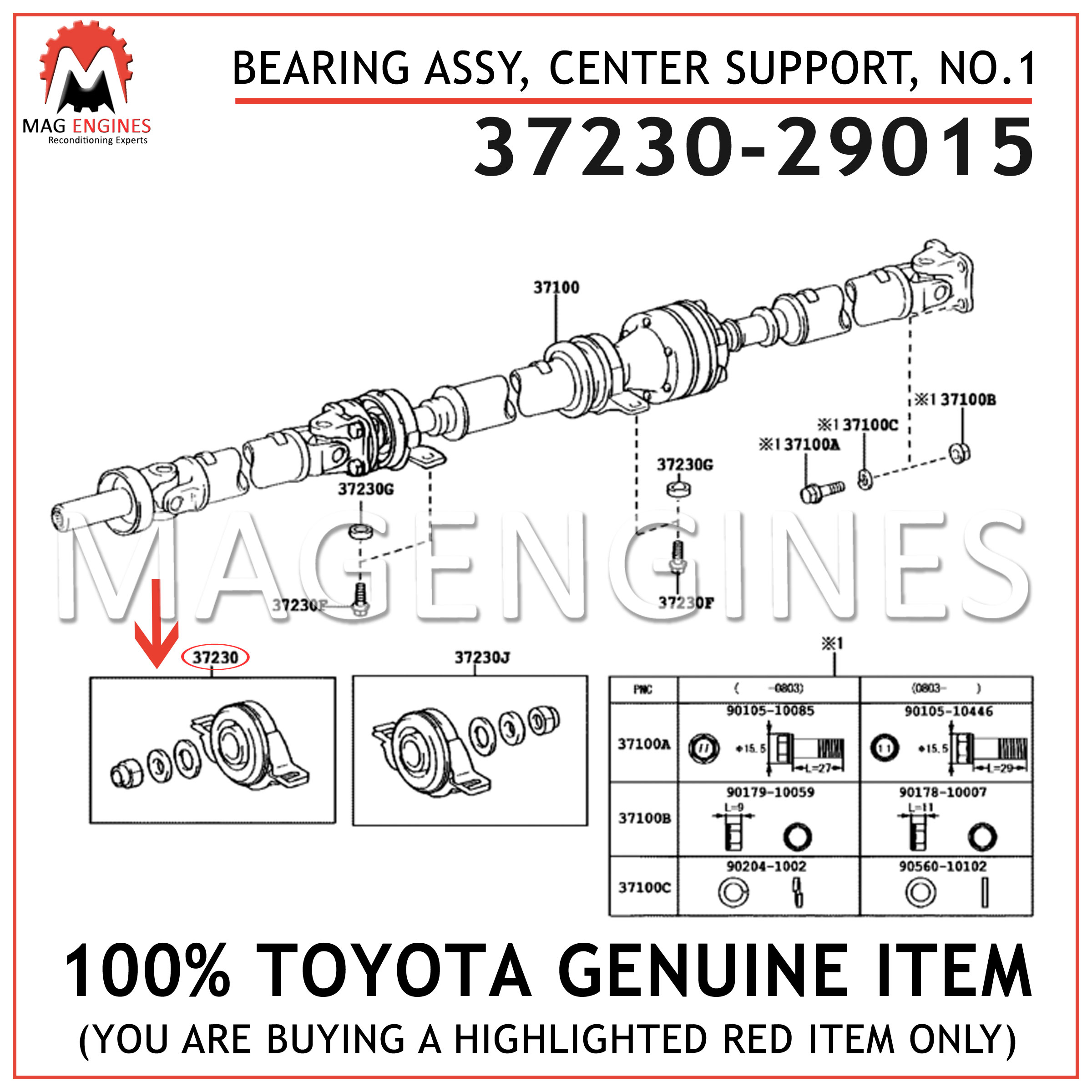 37230-29015 3723029015 Center Bearing Support For Toyota 