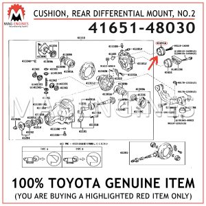 41651-48030 TOYOTA GENUINE CUSHION, REAR DIFFERENTIAL MOUNT, NO.2 4165148030