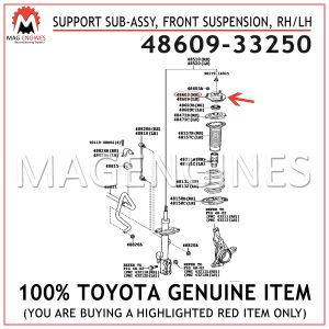 48609-33250 TOYOTA GENUINE SUPPORT SUB-ASSY, FRONT SUSPENSION, RHLH 4860933250