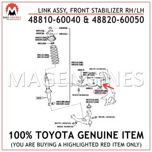 48810-60040 & 48820-60050 TOYOTA GENUINE LINK ASSY, FRONT STABILIZER RHLH