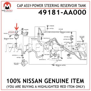 49181-AA000 NISSAN GENUINE CAP ASSY-POWER STEERING RESERVOIR TANK 49181AA000