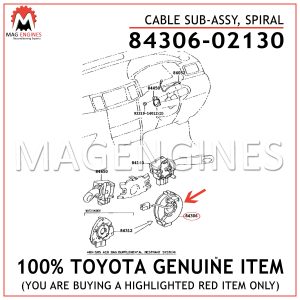 84306-02130 TOYOTA GENUINE CABLE SUB-ASSY, SPIRAL 8430602130