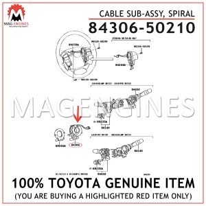 84306-50210 TOYOTA GENUINE CABLE SUB-ASSY, SPIRAL 8430650210