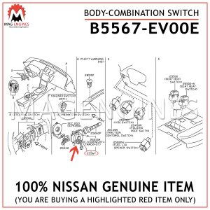 B5567-EV00E NISSAN GENUINE BODY-COMBINATION SWITCH B5567EV00E
